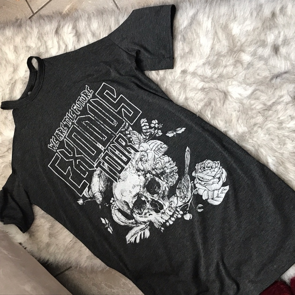 Missguided Grey Cold Shoulder T-Shirt Dress